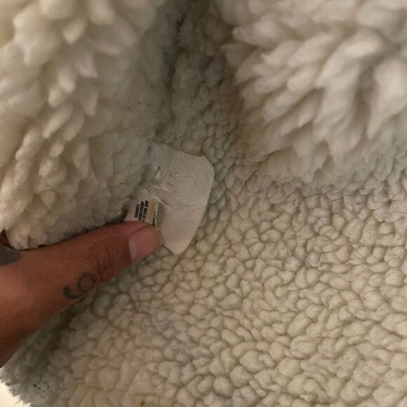 Vintage PLAIN POCKETS Sherpa Lined  Denim Trucker JACKET 36 - Picture 7 of 9